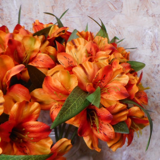 Artificial Alstroemeria Stem Orange 48cm Artificial Flowers